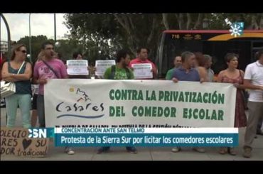 VÍDEO: La manifestación por la gestión pública del comedor escolar de Casares sale en televisión